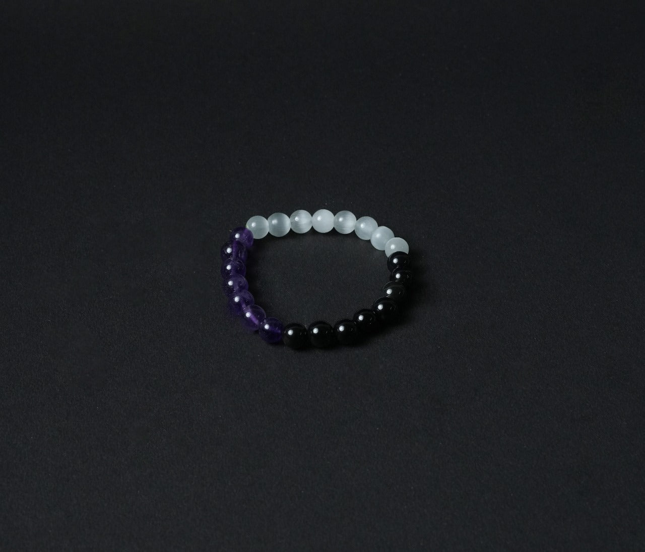 Black Tourmaline, Selenite & Amethyst Bracelet