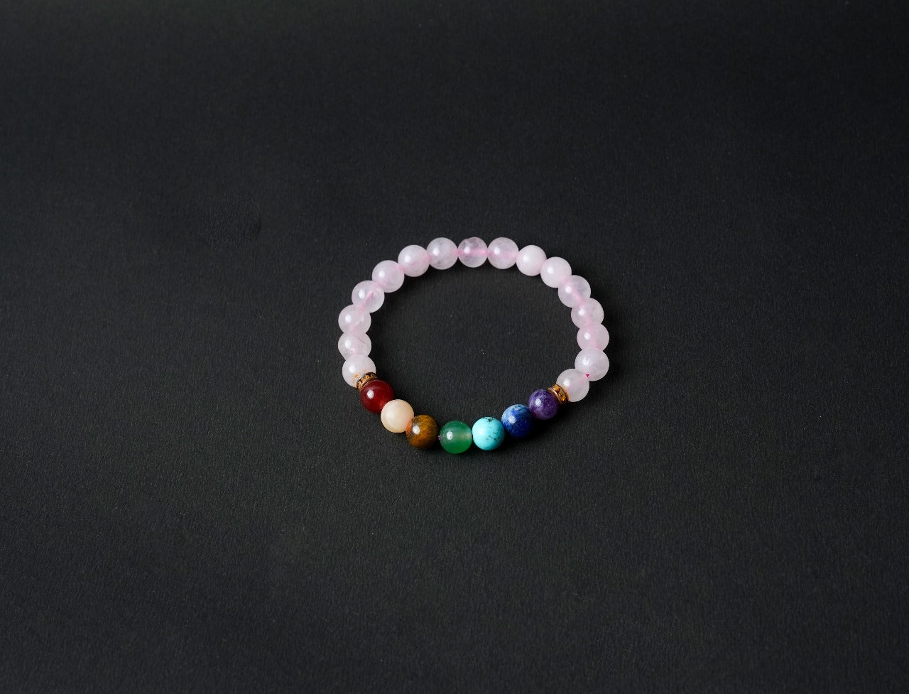 Rose Quartz 7 Chakra Bracelet